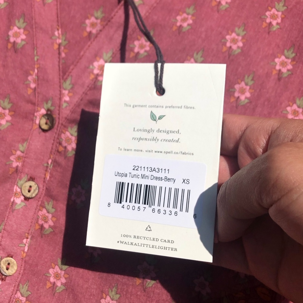 NWT Spell and the Gypsy Collective Utopia pink floral print cotton mini dress - Picture 8 of 8